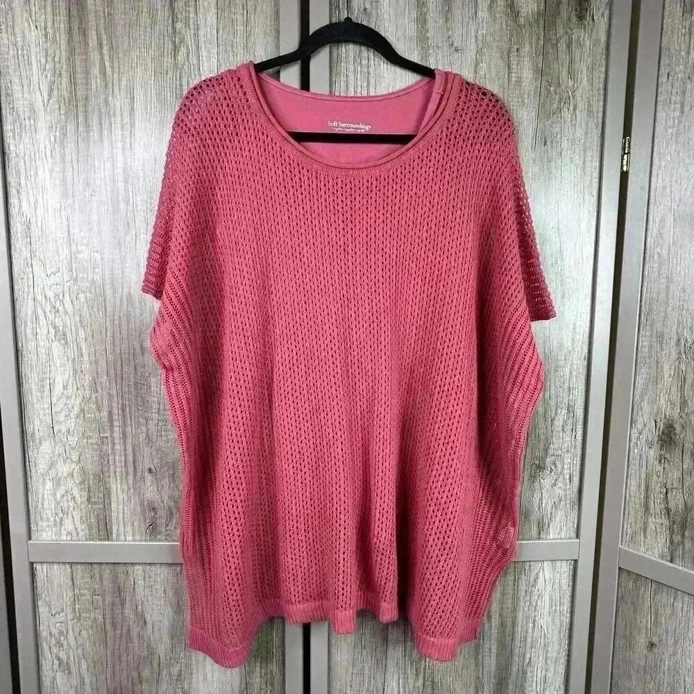 Soft Surroundings Tunic XS Knitted Sleeveless Oversized Boxy Cotton Linen